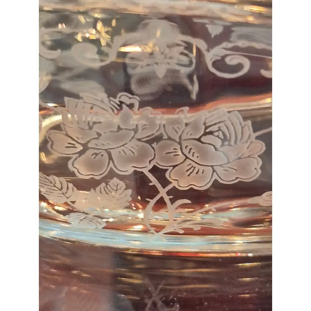 Rare‎ Fostoria Midnight Rose Etched Depression Glass Dish 1933–1957 Vintage
